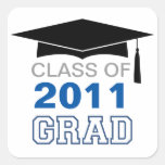 Cap & tassel blue class year graduation gift tag stickers