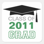 Cap & tassel green class year graduation gift tag sticker