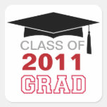 Cap & tassel red class year graduation gift tag square sticker