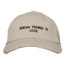Cap with BREAM FISHING IS COOL on front. Embroidered Hats