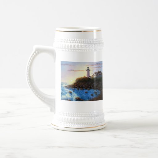 Cape Cod MA Nobska Painting Lighthouse Stein  Mug