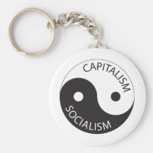 Capitalism, Socialism; Yin, Yang Keychains