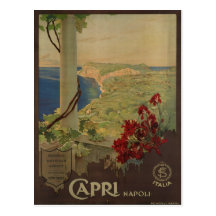 Capri Napoli Italy Vintage Travel Poster Postcard