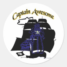 Captain Awesome Round Stickers