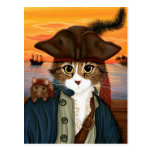 Captain Leo, Pirate Cat & Rat Fantasy Art Postcard