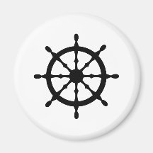 captain ship steering wheel refrigerator magnet