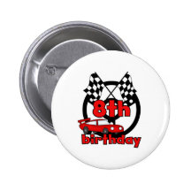 Car Racing 8th Birthday Pinback Buttons