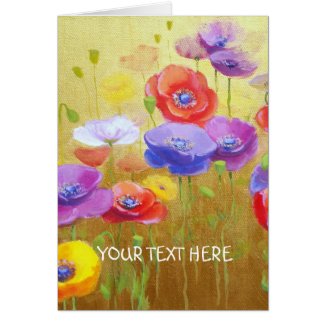 Card poppies on golden background