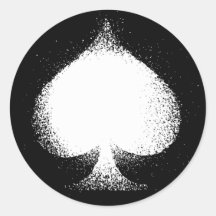 Card suit Spades white-  grunge Round Sticker