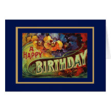 Card Vintage Happy Birthday Greetings