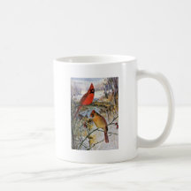 Cardinals in Winter Mugs