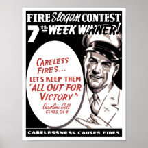 Carelessness Causes Fires -- WW2 Print