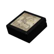 Caribbean - old map trinket boxes
