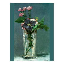 Carnations and Clematis by Edouard Manet Postcard