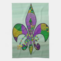 Carnival Mardi Gras Fleur de lis art kitchen towel