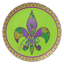 Carnival Mardi Gras Fleur de lis art plate