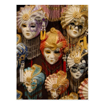 Carnival Masks in Venice Postcard