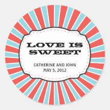 Carnival Themed Wedding Round Stickers