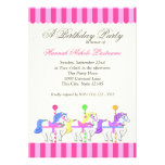 Carousel Birthday Pink Personalized Announcement