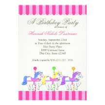 Carousel Birthday Pink Personalized Announcement