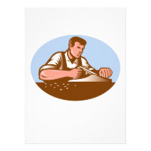Carpenter Working With Smooth Plane Retro Invitations