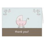 Carriage Baby Shower Thank You - Pink Card