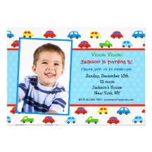 Cars Truck Photo Birthday Party Invitation boy
