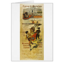 Cartel Toros Barcelona - Bullfighting Matador Card