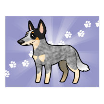 Cartoon Australian Cattle Dog / Kelpie Postcards
