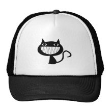 Cartoon Black Cat Smiling Hats