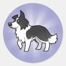 Cartoon Border Collie Round Stickers