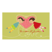 Cartoon Boy and Girl in Love Place Card / Table / Business Card Templates