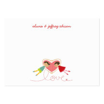 Cartoon Boy Hearts Girl Valentine Place Table Card Business Card Template