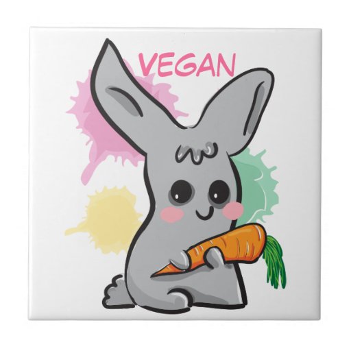 cartoon bunny with carrot custom tile