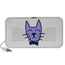 Cartoon Cat Face with Bow Tie Mp3 Speakers