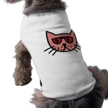 Cartoon Cat Wearing Sunglasses Dog Tee Shirt