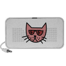 Cartoon Cat Wearing Sunglasses PC Speakers