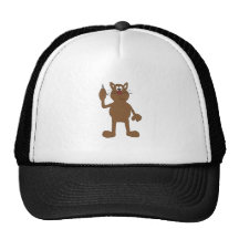 Cartoon Cat With Cell Phone Mesh Hats