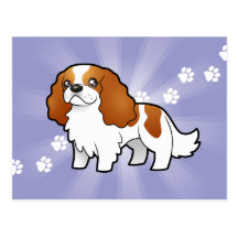 Cartoon Cavalier King Charles Spaniel Post Card