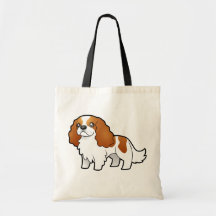 Cartoon Cavalier King Charles Spaniel Tote Bags