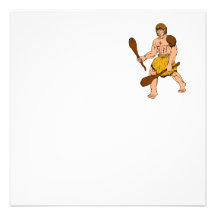 cartoon caveman holding club personalised invitations