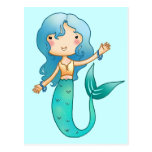 Cartoon Cheerful Mermaid Post Card