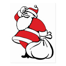 Cartoon Christmas, Jolly Santa Claus, Sack of Toys Postcards