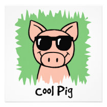 Cartoon Clip Art Cool Pig Sunglasses Boy Birthday invitations