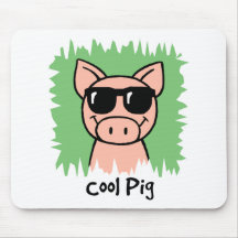Cartoon Clip Art Cool Pig with Sunglasses Mousepad