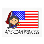 Cartoon Clip Art Cute American Princess Flag Personalized Announcements