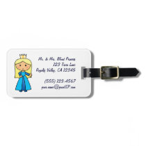Cartoon Clip Art Cute Blonde Princess in Blue Dres luggage tags