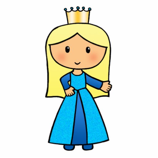 Cartoon Clip Art Cute Blonde Princess in Blue Dres Photo Sculpture