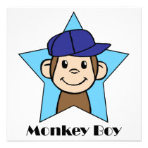 Cartoon Clip Art Cute Monkey Boy Birthday Party invitations