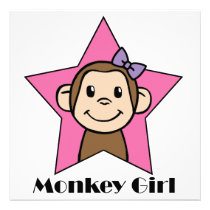 Cartoon Clip Art Cute Monkey Girl Birthday Party invitations